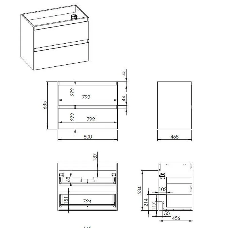 CABINET ELITA LOOK FUME MAT 80 CABINET ELITA LOOK FUME MAT 80