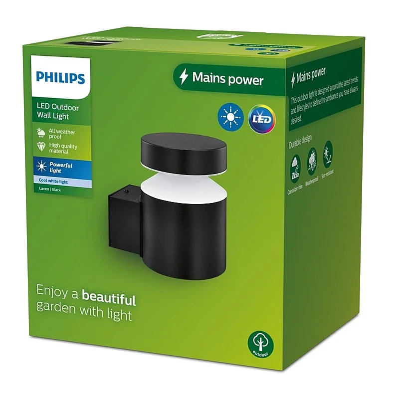 LED šviestuvas PHILIPS LAVEN 929003362301. 6 W. IP44. juodas LED šviestuvas PHILIPS LAVEN 929003362301. 6 W. IP44. juodas