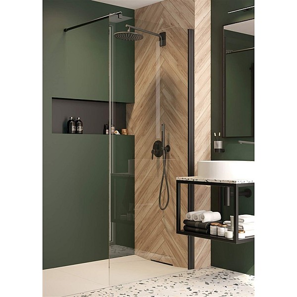 KERRIA PLUS SHOWER WALL. WHT/TRA NERO100