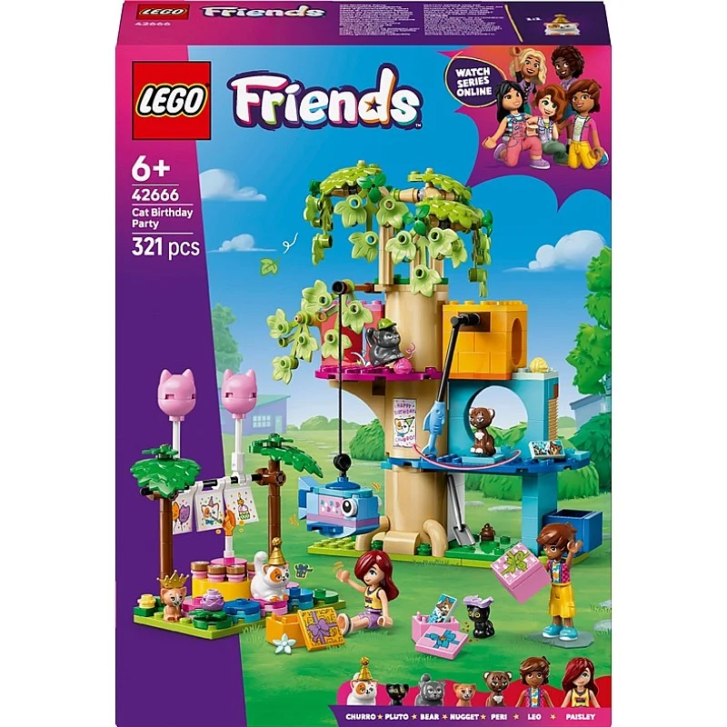 Konstruktorius LEGO® Friends Cat Birthday Party & Tree House