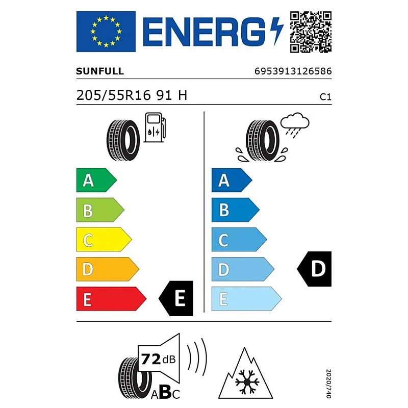 Ziemas riepa Sunfull Tires 205/55/R16. 91-H. E. D. 72 dB Ziemas riepa Sunfull Tires 205/55/R16. 91-H. E. D. 72 dB