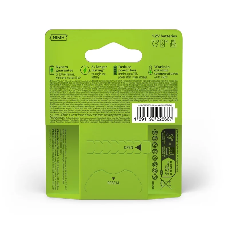 Įkraunami elementai GP RECHARGE AAA. 800mAh. 4 vnt.