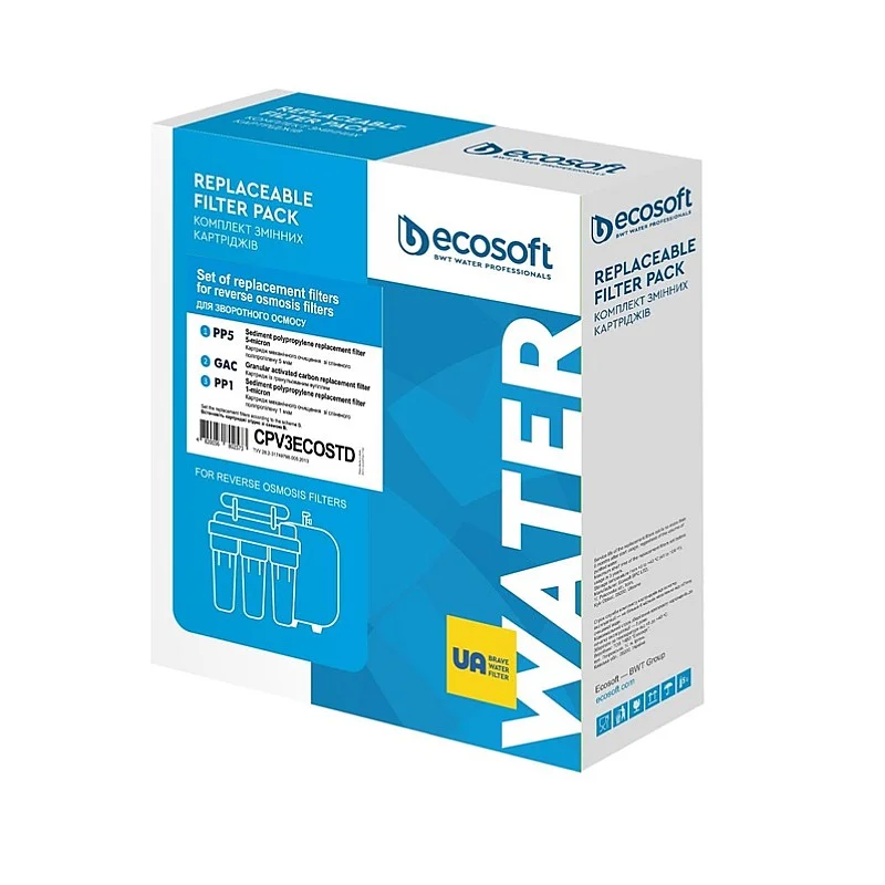 Filtra kārtridžu komplekts Ecosoft CPV3ECOSTD. 10" Filtra kārtridžu komplekts Ecosoft CPV3ECOSTD. 10"