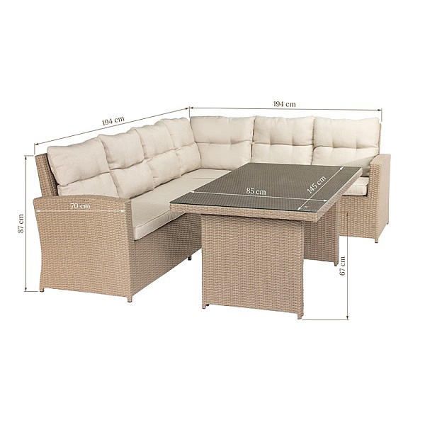 OUTD FURN SET PALOMA CORNER 6 SEAT TABLE