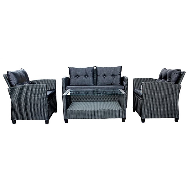 OUTDOOR FURNITURE SET BLACK 4 SEATER