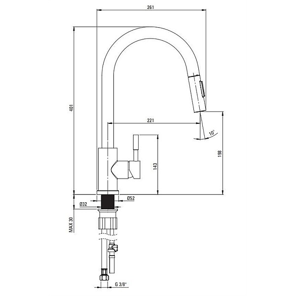 LIMA SINK MIXW/ PULL OUT BBM_F72M STEEL