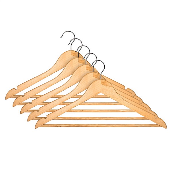 WOODEN HANGER LSN001-A NATURAL 5 PCS