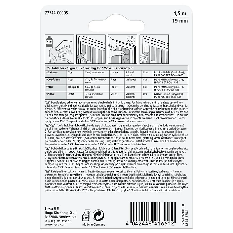 Dvipusė lipni juosta Tesa tesa. balta Dvipusė lipni juosta Tesa tesa. balta