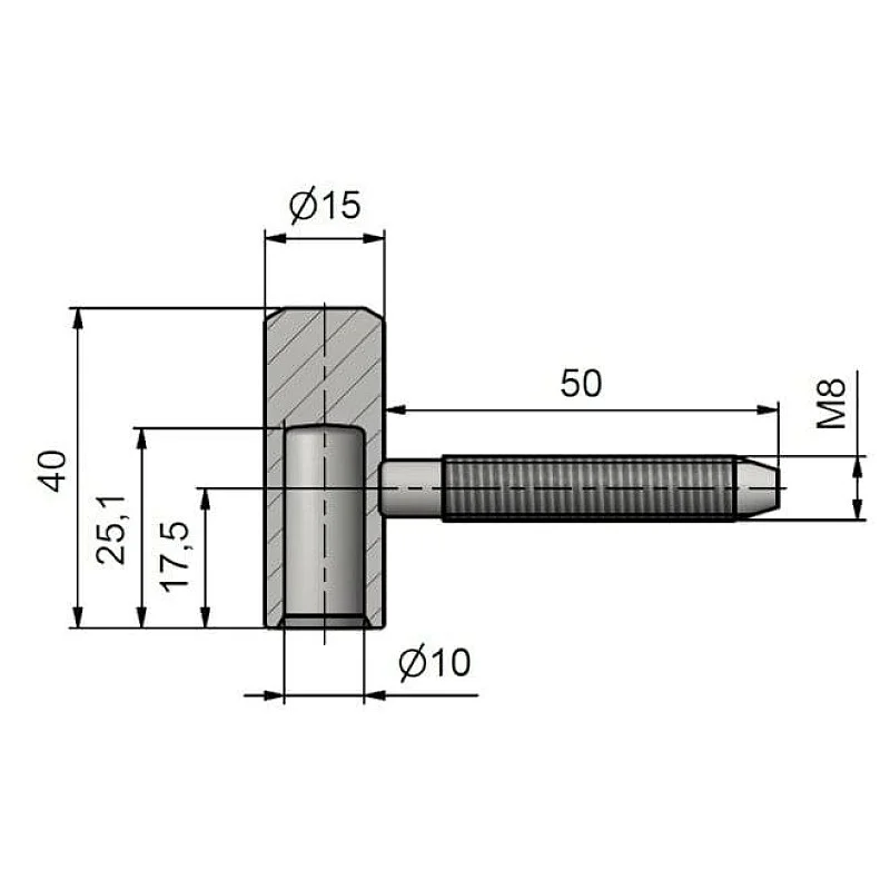 DOOR HINGE 80/10 UPPER PART. ZINC PLATED