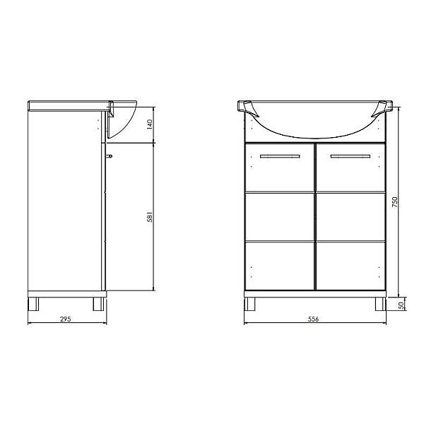 CABINET WASHBASIN BARI D60 WHITE/WOOD