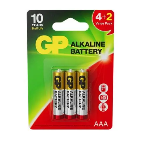 Elementai GP ALKALINE AAA/LR03. 4+2vnt.