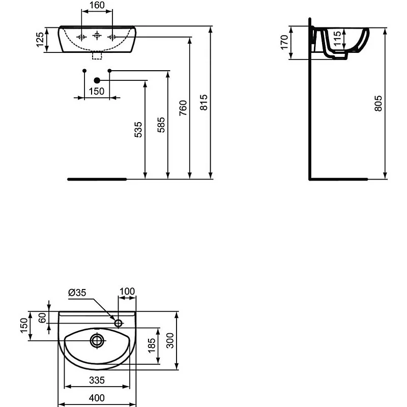 Vannas istabas izlietne Vidima Ulysse. 30 cm x 40 cm x 17 cm Vannas istabas izlietne Vidima Ulysse. 30 cm x 40 cm x 17 cm