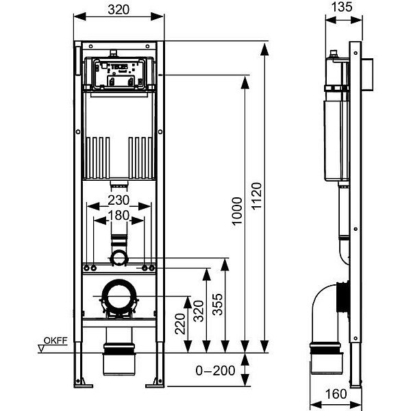 MODUL FOR TOILET TECE BASE 320 MM