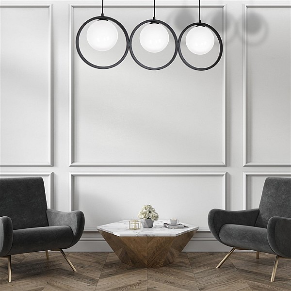 PENDANT LIGHT KONYA 3XE14 BLACK/WHITE