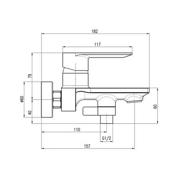 MIXER FOR BATH WITH HEAD METAL GREY