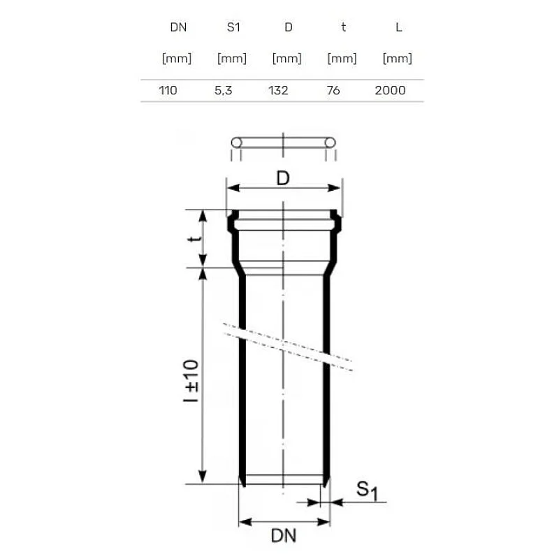 Vidaus kanalizacijos vamzdis Magnaplast. Skolan Ø110 mm. 2 m Vidaus kanalizacijos vamzdis Magnaplast. Skolan Ø110 mm. 2 m