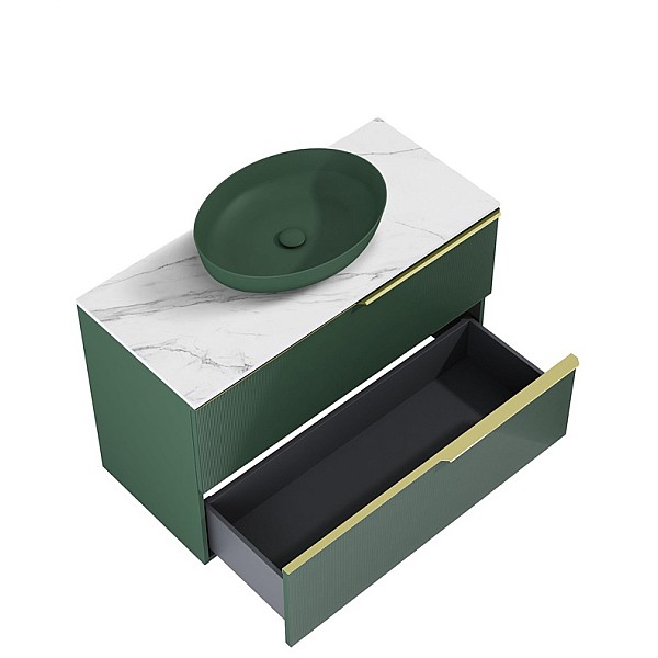 BASIN UNIT SOHO 100 2DR HUNG GREEN MATT