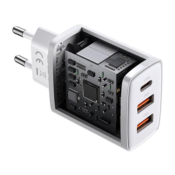 CHARGER 2XUSB-A + USB-C 30W WHITE