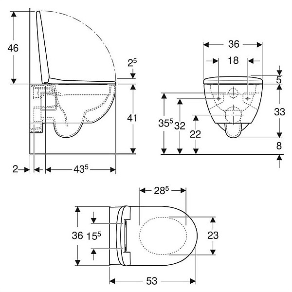 WC HUNG SELNOVA RIMFREE WITH COVER