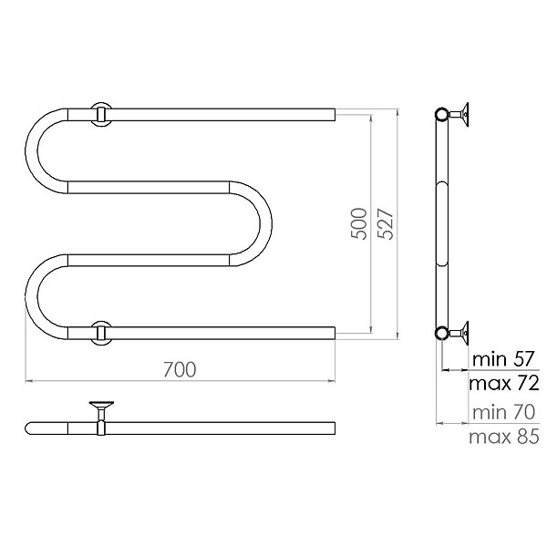 TOWEL HEATER M.50X70/3/4/D269.SIMPL CHR