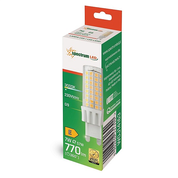 Spuldze Spectrum LED. silti balta. G9. 7 W. 770 lm