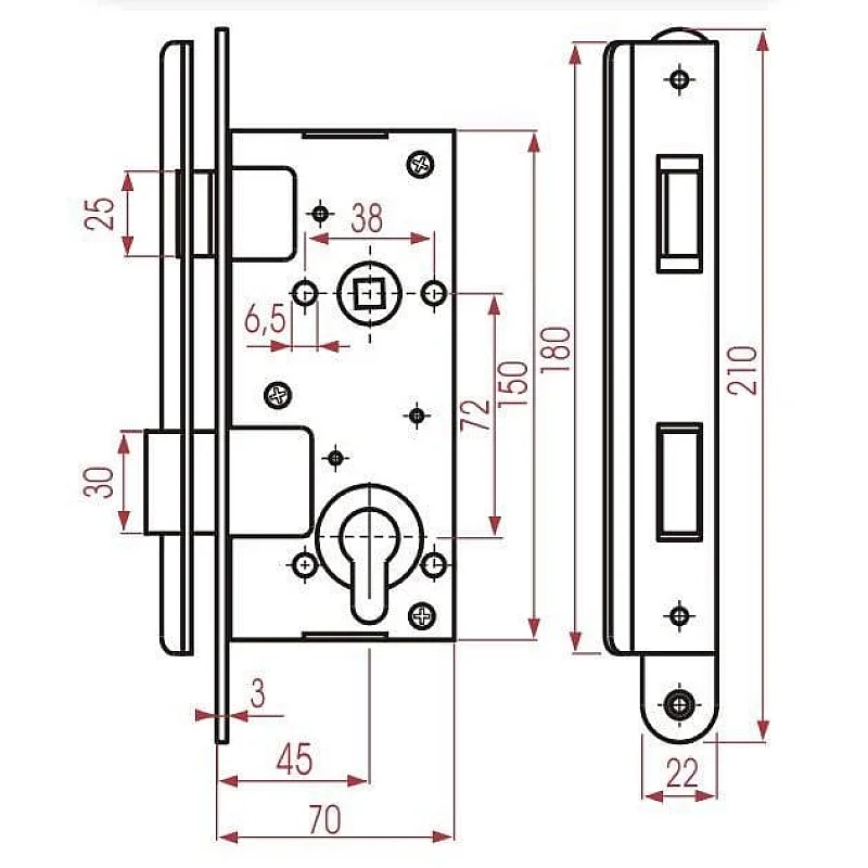 Iemontējamā slēdzene 406C-35802/2 krāsots. 60 mm 72 mm/45 mm Iemontējamā slēdzene 406C-35802/2 krāsots. 60 mm 72 mm/45 mm