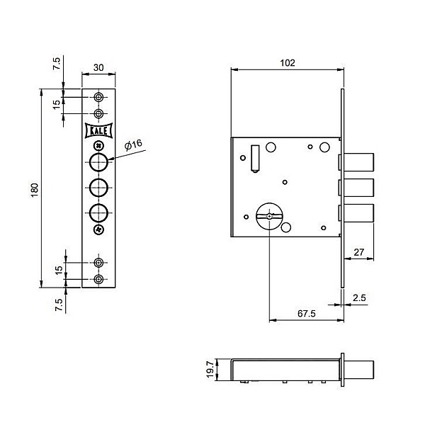 MORTISE LOCK KALE. 447L. CP