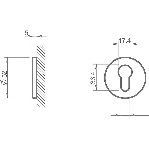 Durų apyraktė Tupai 4046 R5S 142. Matinio nikelio. Ø 52 mm