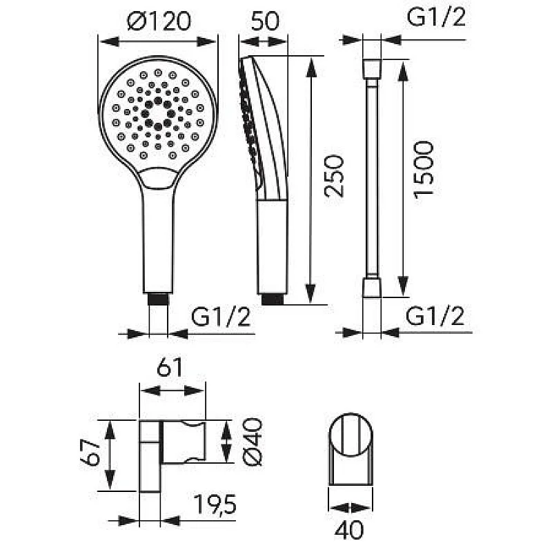 SET SHOWER MINI U334. CHROME