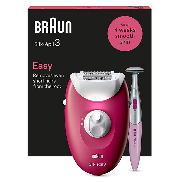 Epilators Braun Silk•épil 3 SE3-202. balta/rozā