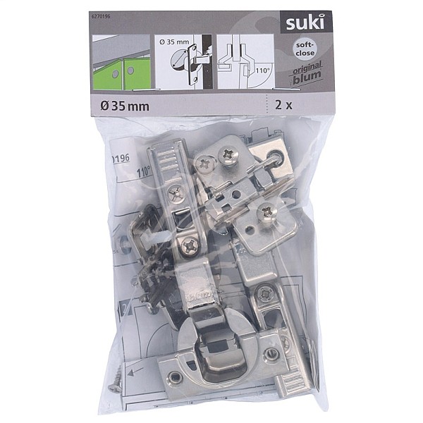 HINGE HALF CLIP SOFT CLOSE D35 110° 2PC