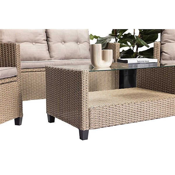 OUTDOOR FURNITURE SET GREY 4 SEATER