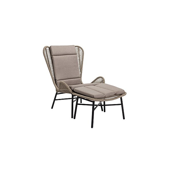 OUTDOOR CHAIR WITH STOOL GREY