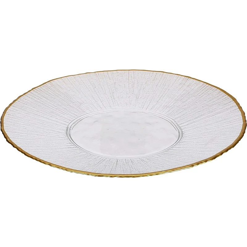 PLATE GLASS DIA 28CM GOLDEN RI