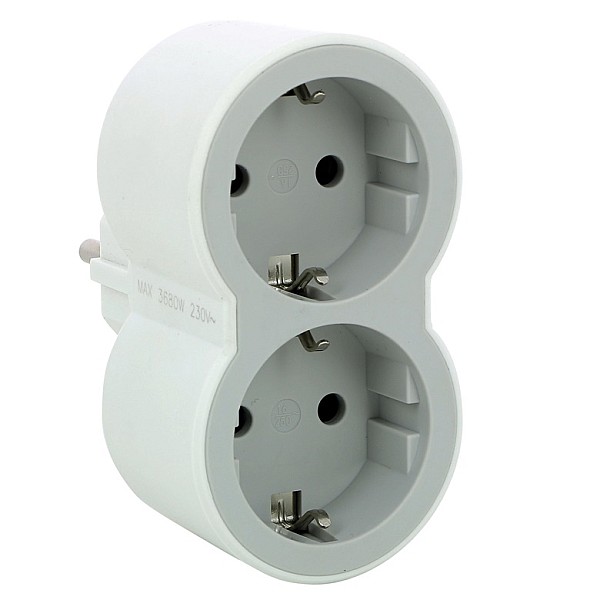 MOP SCH 2X2P+E FRONT OUTLETS WHITE/GREY