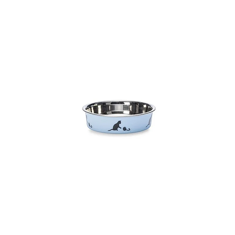 METAL CAT BOWL KARLIE 160ML BLUE