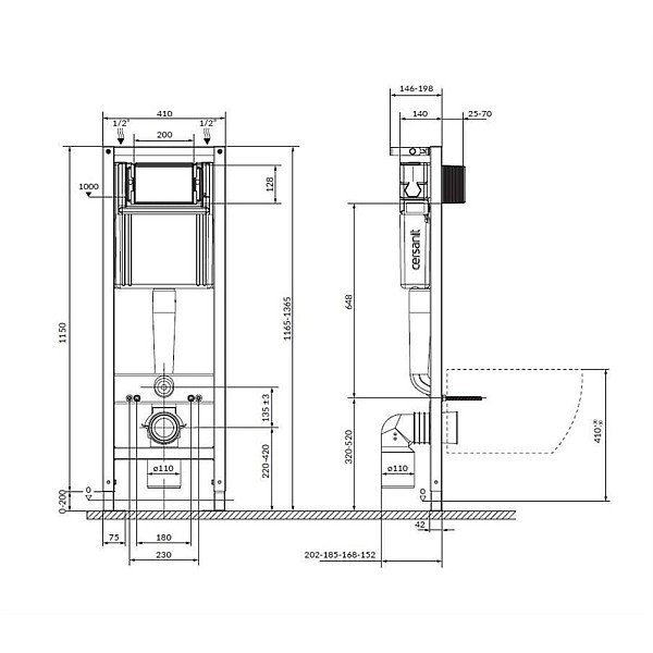 Pakabinamojo unitazo komplektas Cersanit S701-754. 20x41 cm