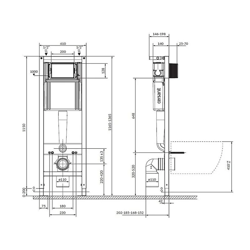 Piekarināmās tualetes komplekts Cersanit S701-754. 20x41 cm Piekarināmās tualetes komplekts Cersanit S701-754. 20x41 cm