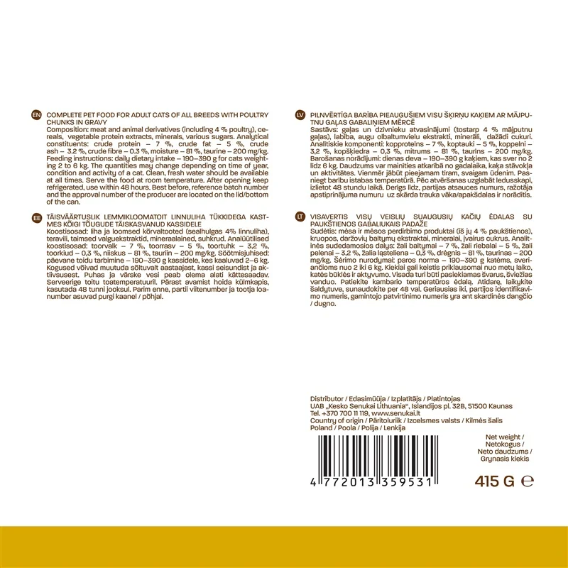 Šlapias kačių maistas Höppy. paukštiena. 0.415 kg