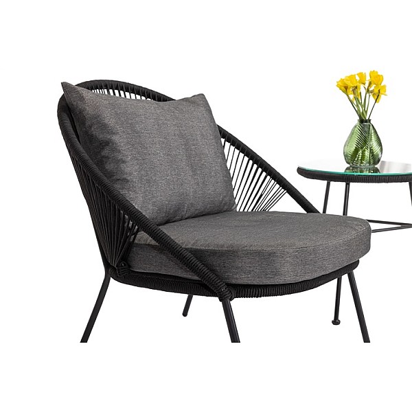 OUTDOOR FURNITURE SET BLACK 2 SEAT