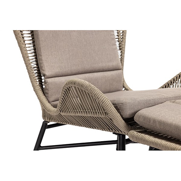 OUTDOOR CHAIR WITH STOOL GREY