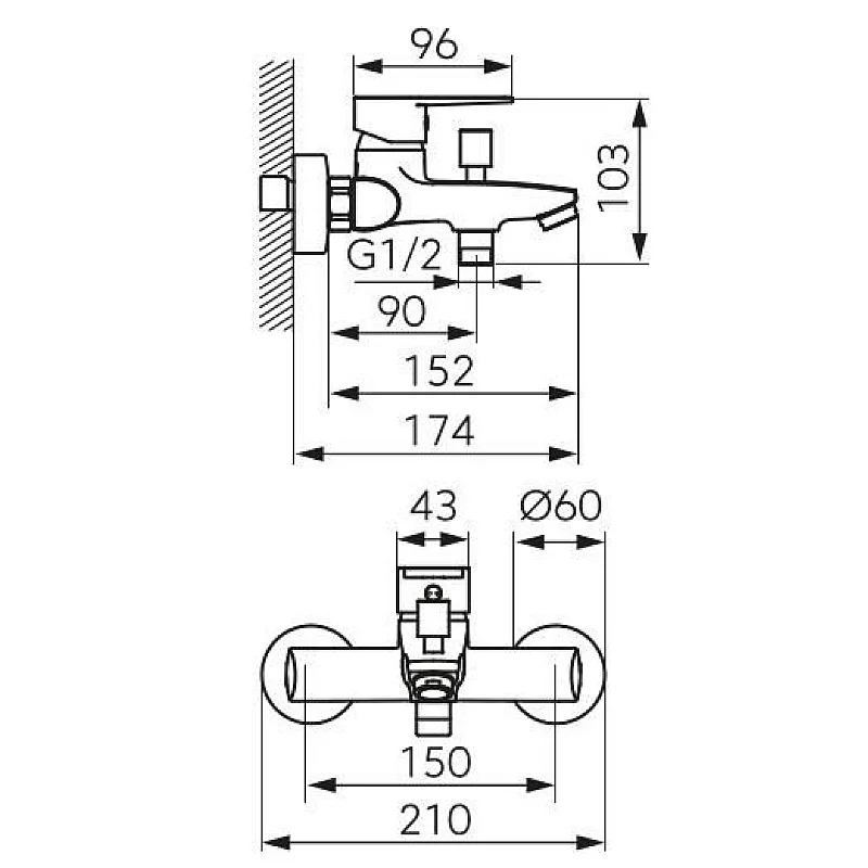 MIXER BATH FERRO RENNTO BNT1BL. BLACK