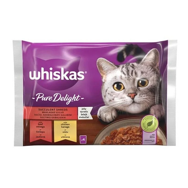CANN CAT WHISKAS PUREDELIGH MEATMIX4X85