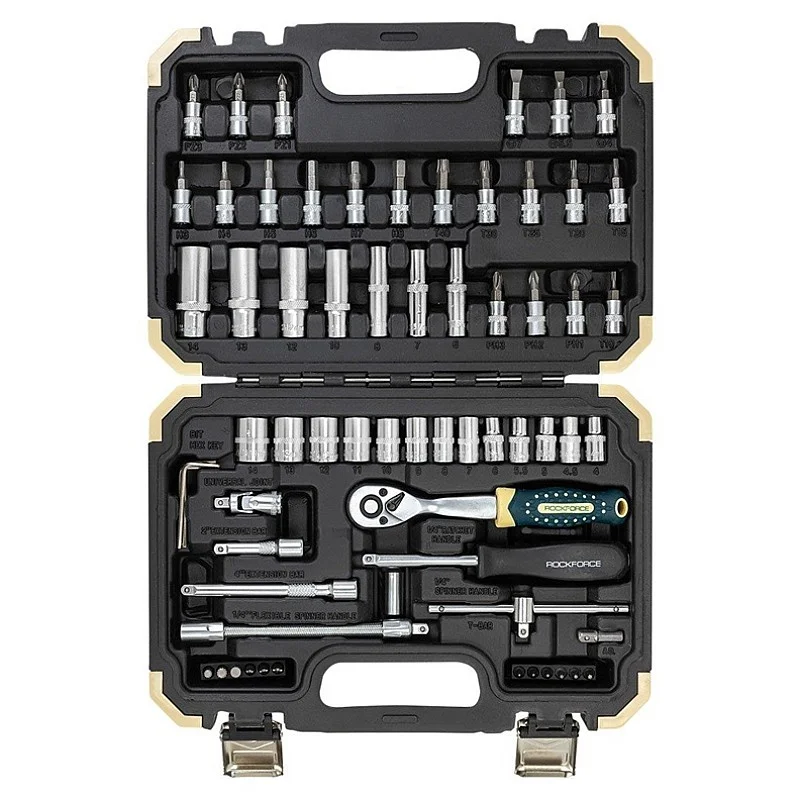 Sukimo įrankių ir galvučių komplektas Rockforce 66 vnt Sukimo įrankių ir galvučių komplektas Rockforce 66 vnt
