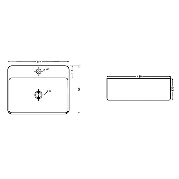 Vannas istabas izlietne Domoletti. 520 mm x 440 mm x 150 mm