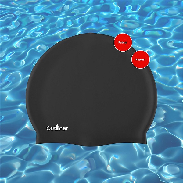 SWIMMING CAP BLACK OUTLINER FSSWM-005