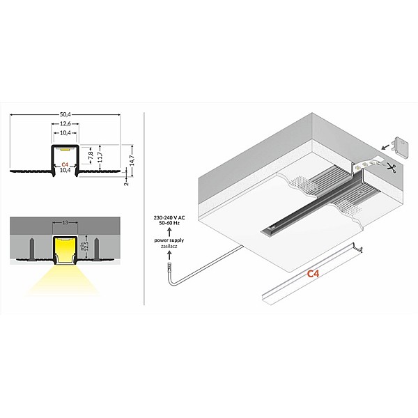 PROFILE SET HIDE10 ANOD 2000 RECESSED