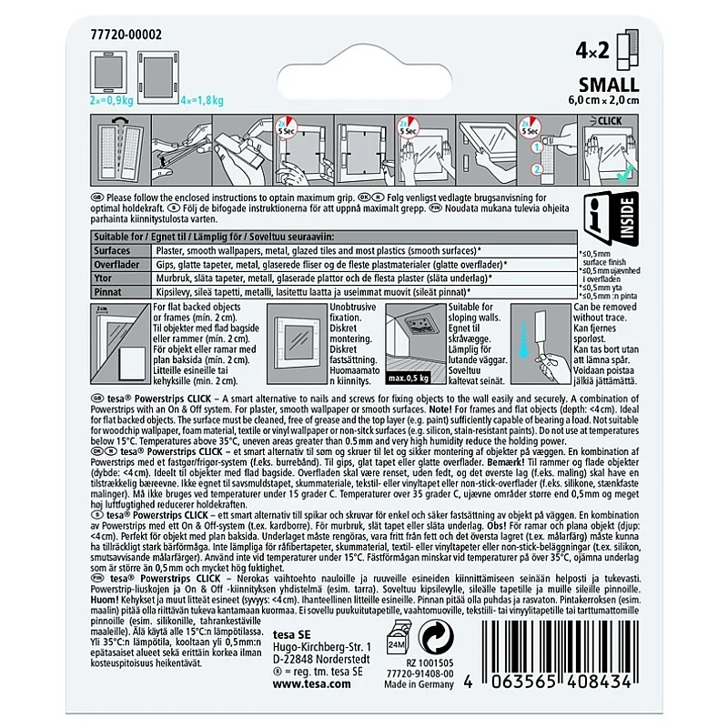 Lipni juostelė Tesa Power-Strips 77720 Dvipusė 0.06 m x 2 cm Lipni juostelė Tesa Power-Strips 77720 Dvipusė 0.06 m x 2 cm