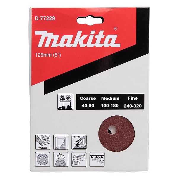 Apvalių šlifavimo popierių komplektas Makita 125mm. 20vnt