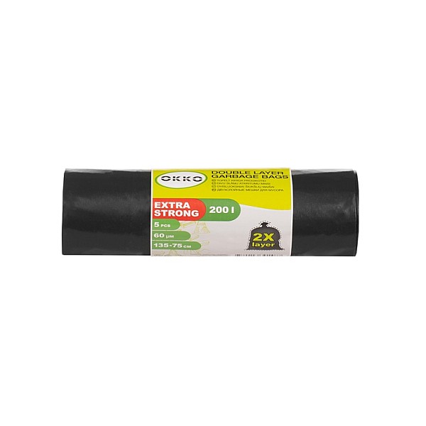 WASTE BAGS GREEN/BLACK 200L 5PCS 60MY